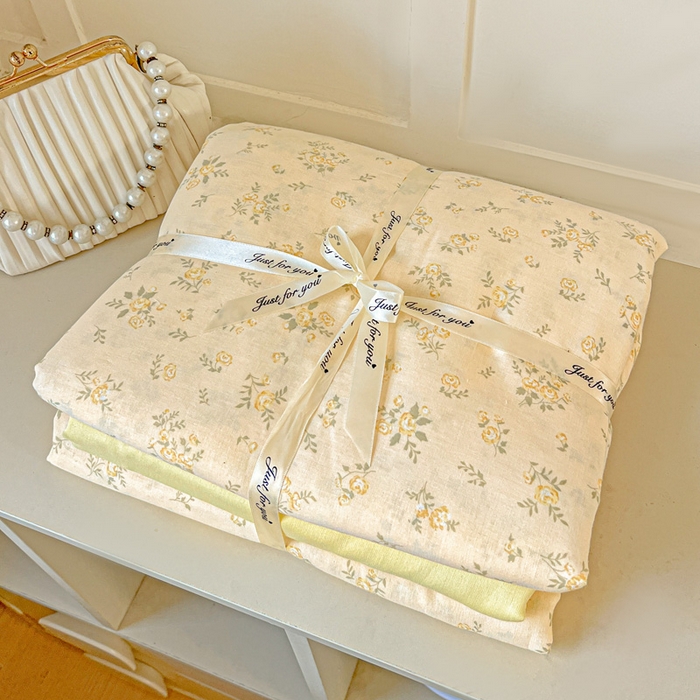 91家纺网 家纺一手货源 找家纺 仟网汇 2025新款全棉纯棉层纱四件套 小晴天