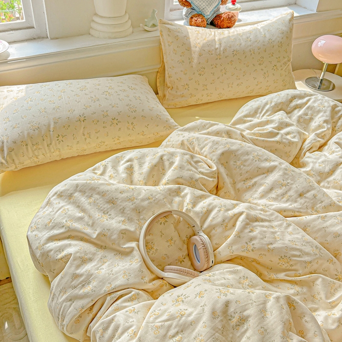 91家纺网 家纺一手货源 找家纺 仟网汇 2025新款全棉纯棉层纱四件套 小晴天