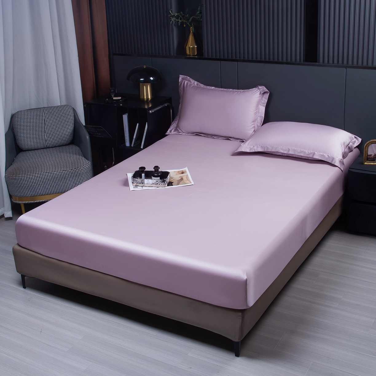 91家纺网 家纺一手货源 找家纺 卡迪亚家纺 2025春夏新款兰精天丝四件套 紫