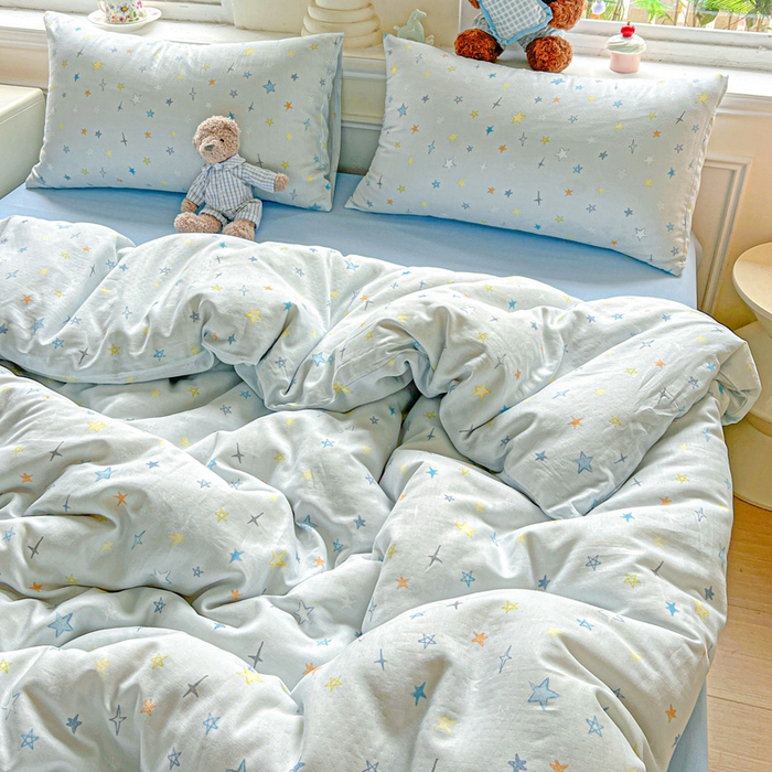 91家纺网 家纺一手货源 找家纺 仟网汇 2025新款全棉纯棉层纱四件套 星星世界