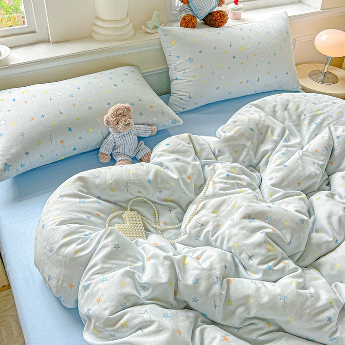 91家纺网 家纺一手货源 找家纺 仟网汇 2025新款全棉纯棉层纱四件套 星星世界