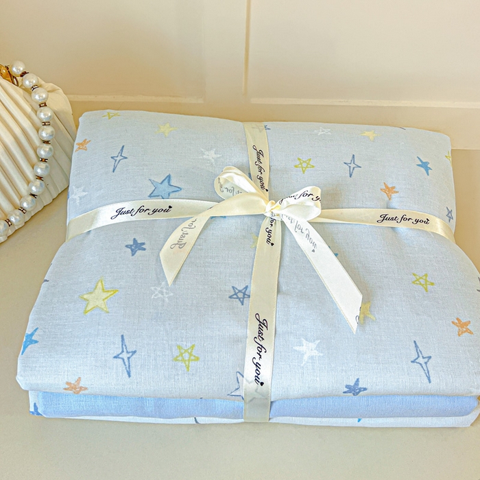 91家纺网 家纺一手货源 找家纺 仟网汇 2025新款全棉纯棉层纱四件套 星星世界