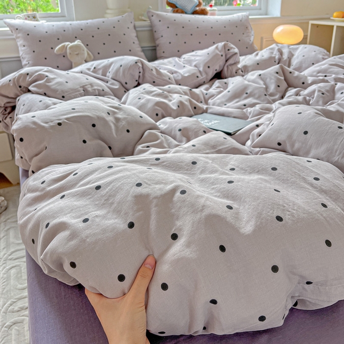 仟网汇 2025新款全棉纯棉层纱四件套 芋泥啵啵