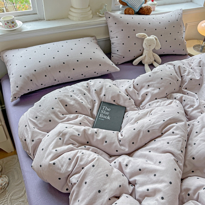 91家纺网 家纺一手货源 找家纺 仟网汇 2025新款全棉纯棉层纱四件套 芋泥啵啵