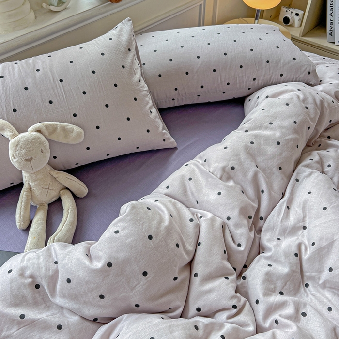 91家纺网 家纺一手货源 找家纺 仟网汇 2025新款全棉纯棉层纱四件套 芋泥啵啵