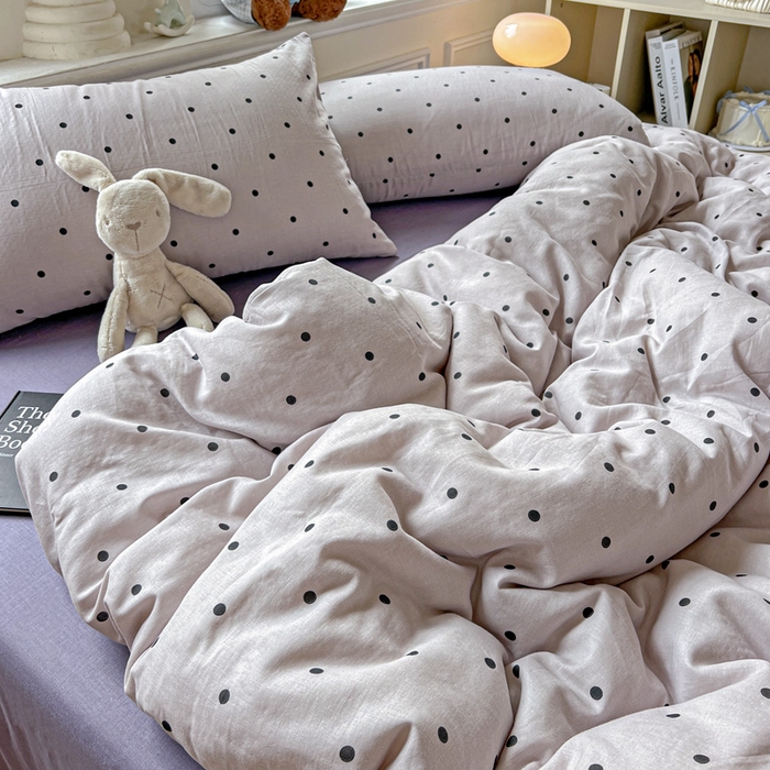 91家纺网 家纺一手货源 找家纺 仟网汇 2025新款全棉纯棉层纱四件套 芋泥啵啵