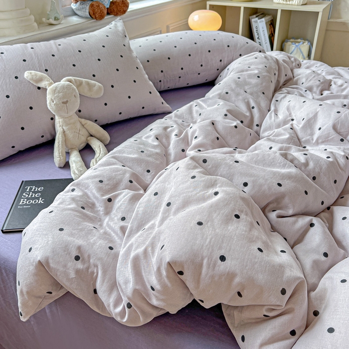 91家纺网 家纺一手货源 找家纺 仟网汇 2025新款全棉纯棉层纱四件套 芋泥啵啵