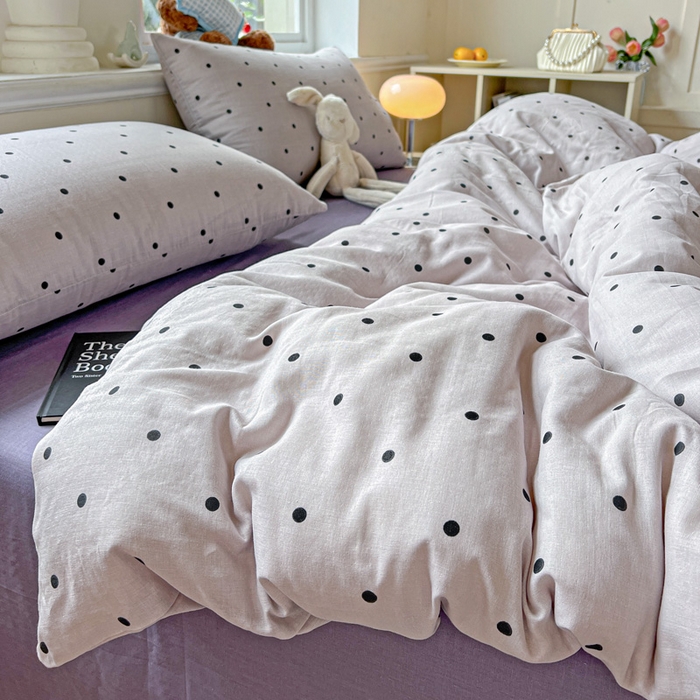 91家纺网 家纺一手货源 找家纺 仟网汇 2025新款全棉纯棉层纱四件套 芋泥啵啵