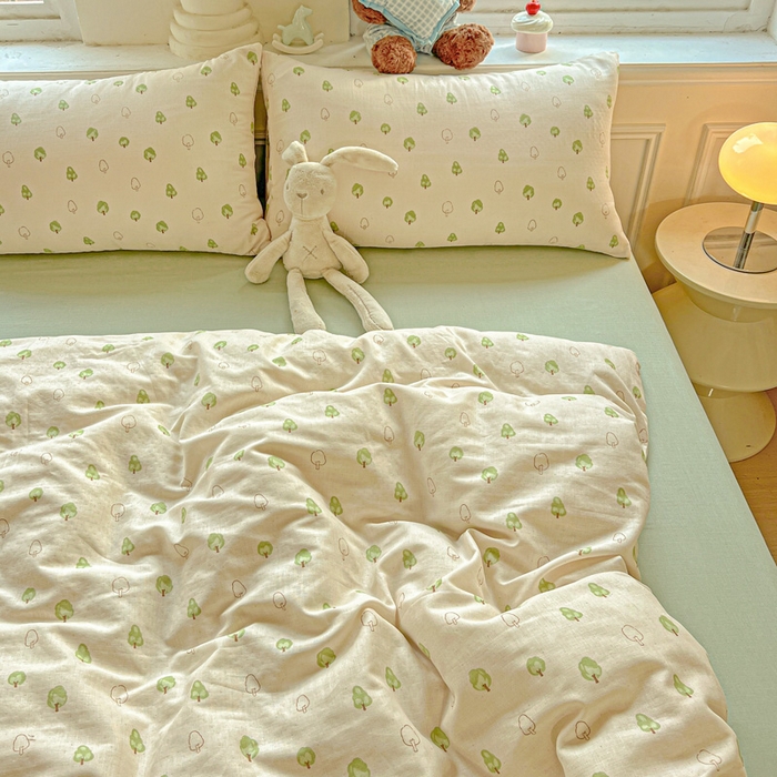 91家纺网 家纺一手货源 找家纺 仟网汇 2025新款全棉纯棉层纱四件套 仲夏