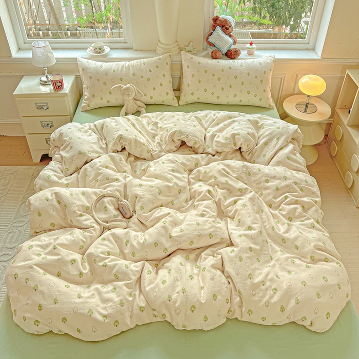 91家纺网 家纺一手货源 找家纺 仟网汇 2025新款全棉纯棉层纱四件套 仲夏