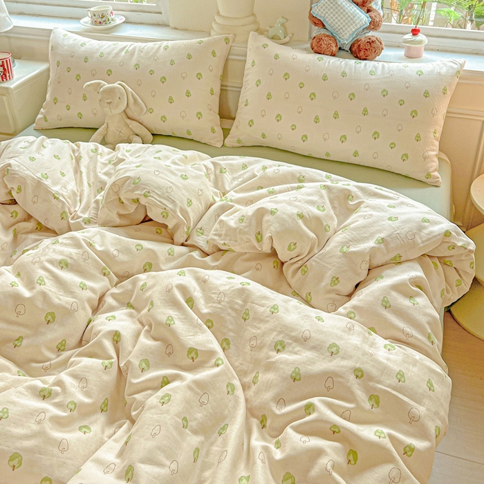 91家纺网 家纺一手货源 找家纺 仟网汇 2025新款全棉纯棉层纱四件套 仲夏