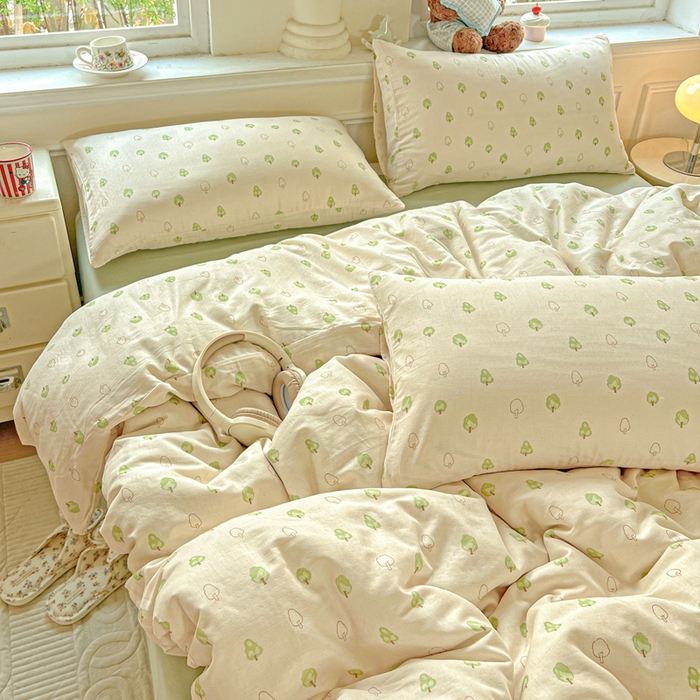 91家纺网 家纺一手货源 找家纺 仟网汇 2025新款全棉纯棉层纱四件套 仲夏