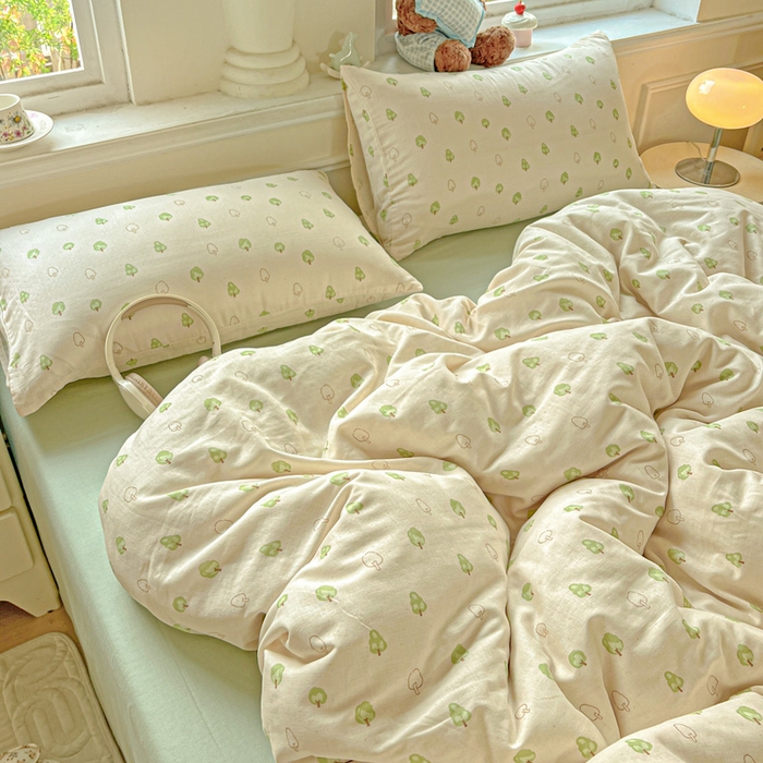 91家纺网 家纺一手货源 找家纺 仟网汇 2025新款全棉纯棉层纱四件套 仲夏