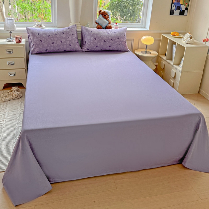 91家纺网 家纺一手货源 找家纺 仟网汇 2025新款全棉纯棉层纱四件套 紫色幻蝶