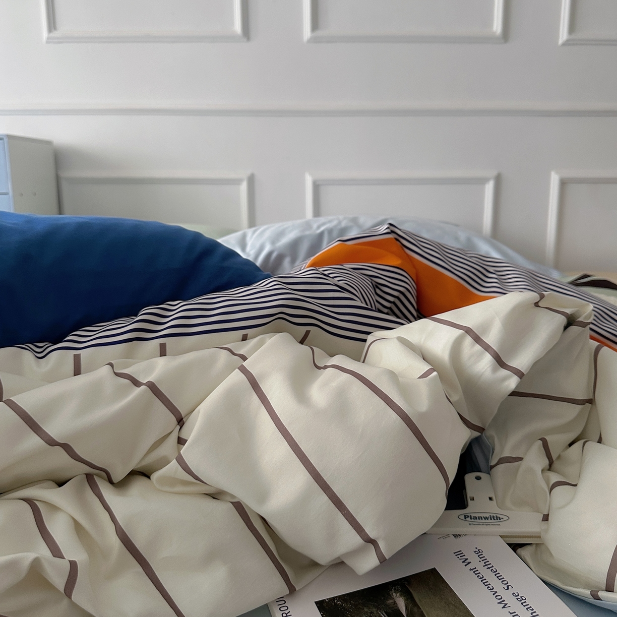 91家纺网 家纺一手货源 找家纺 柚可家居 2025新款数码印花大版40支全棉纯棉四件套蓝调海港-实拍（送手提袋＋控价标准券后278元） 蓝调海港（枕套淡蓝色+越蓝）