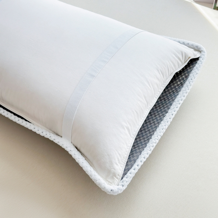 91家纺网 家纺一手货源 找家纺 翎盈家纺 2025新款云豆绒枕巾绑带款防滑枕巾 云豆绒-灰