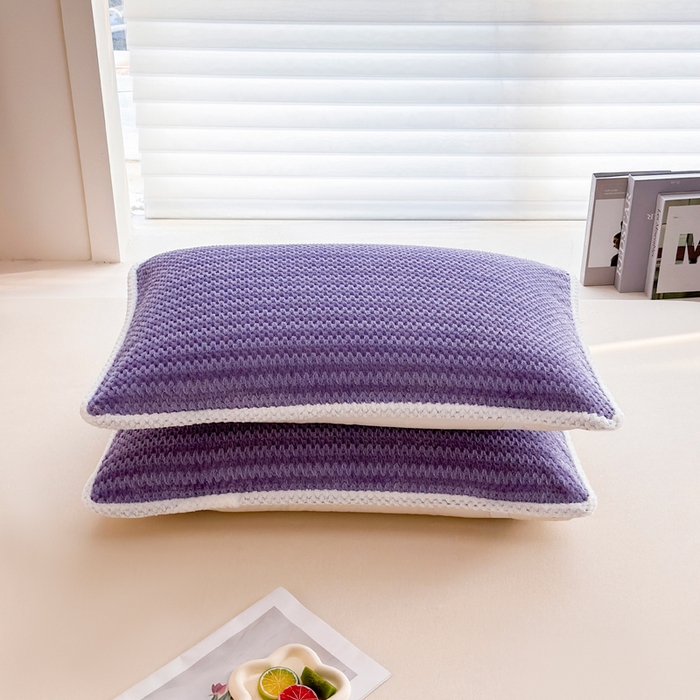 91家纺网 家纺一手货源 找家纺 翎盈家纺 2025新款云豆绒枕巾绑带款防滑枕巾 云豆绒-紫