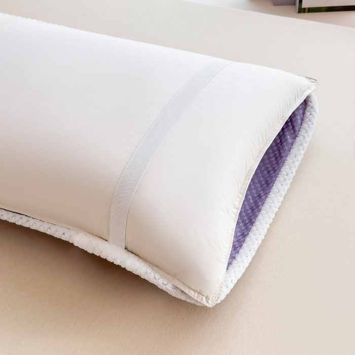 91家纺网 家纺一手货源 找家纺 翎盈家纺 2025新款云豆绒枕巾绑带款防滑枕巾 云豆绒-紫