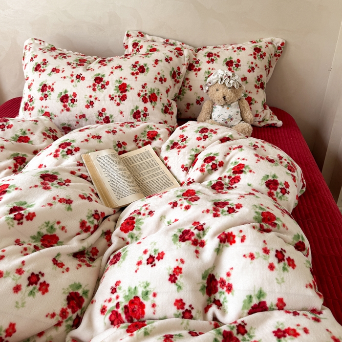 91家纺网 家纺一手货源 找家纺 （总）繁花家居 2025新款亲肤舒适高克重全消光牛奶绒大红喜庆四件套直播