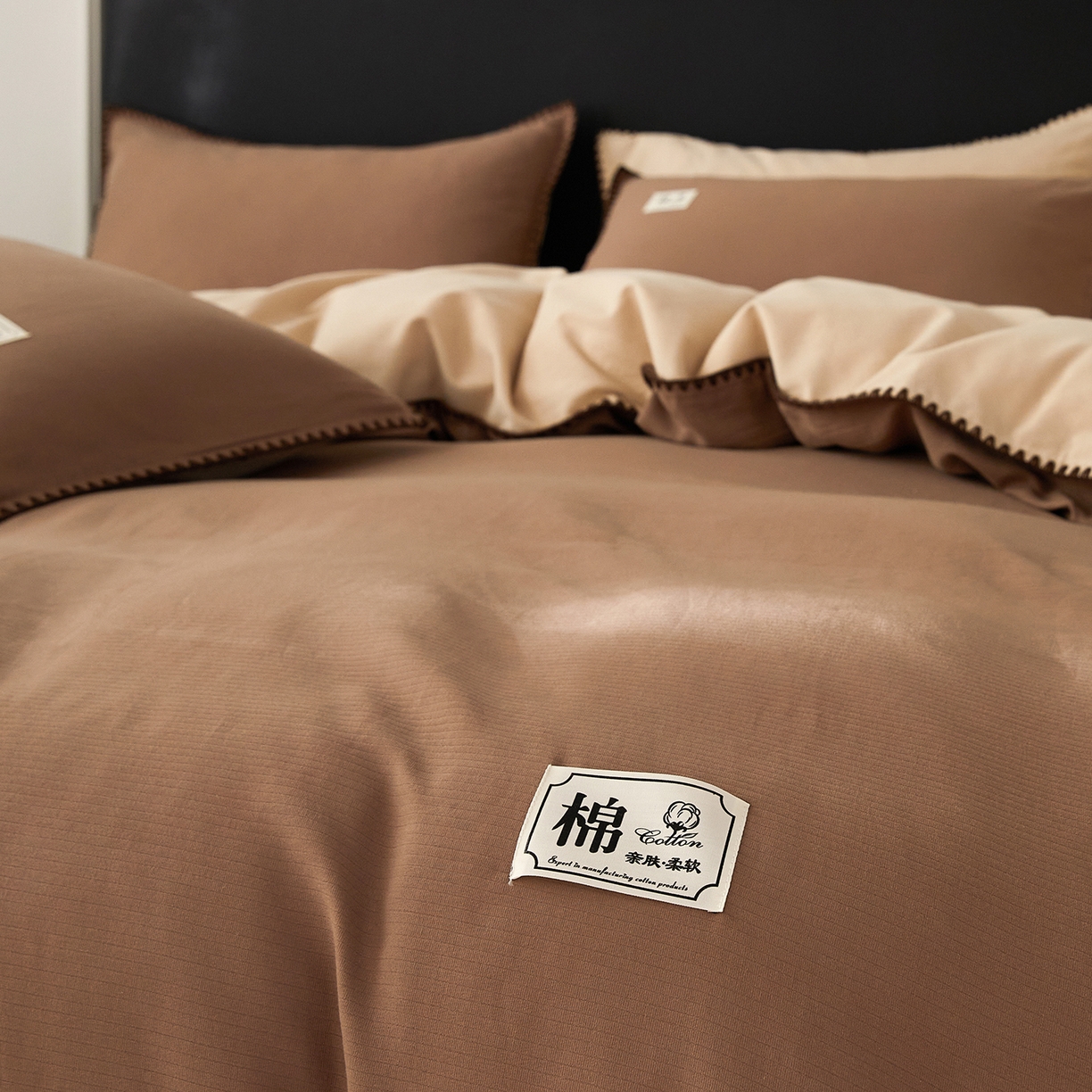 91家纺网 家纺一手货源 找家纺 （总）女子家纺 2025新款全棉A类厚织长绒棉立体提花磨毛贝壳边四件套