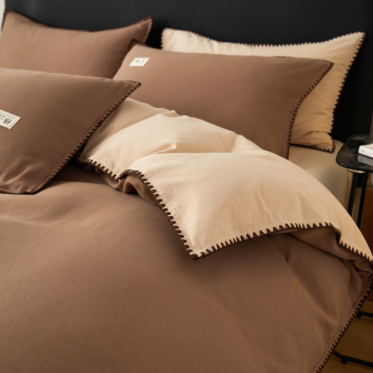 91家纺网 家纺一手货源 找家纺 （总）女子家纺 2025新款全棉A类厚织长绒棉立体提花磨毛贝壳边四件套