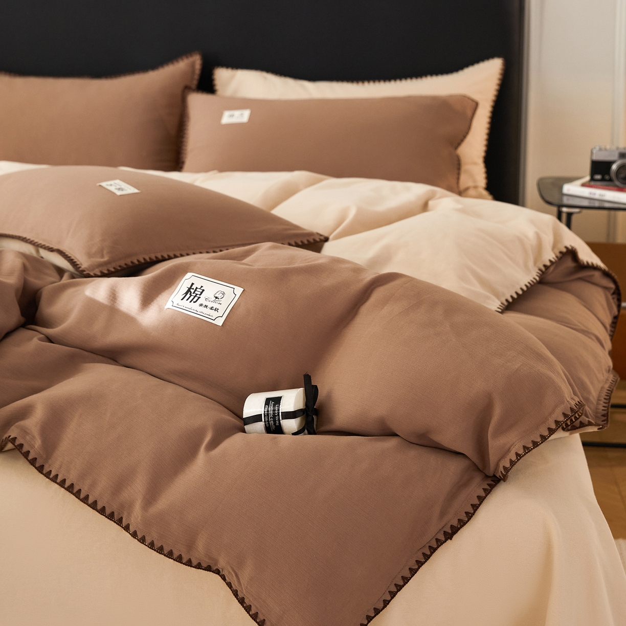 91家纺网 家纺一手货源 找家纺 （总）女子家纺 2025新款全棉A类厚织长绒棉立体提花磨毛贝壳边四件套