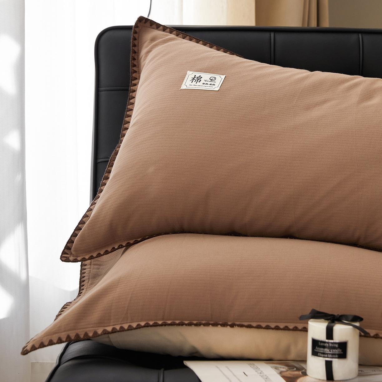 91家纺网 家纺一手货源 找家纺 （总）女子家纺 2025新款全棉A类厚织长绒棉立体提花磨毛贝壳边四件套