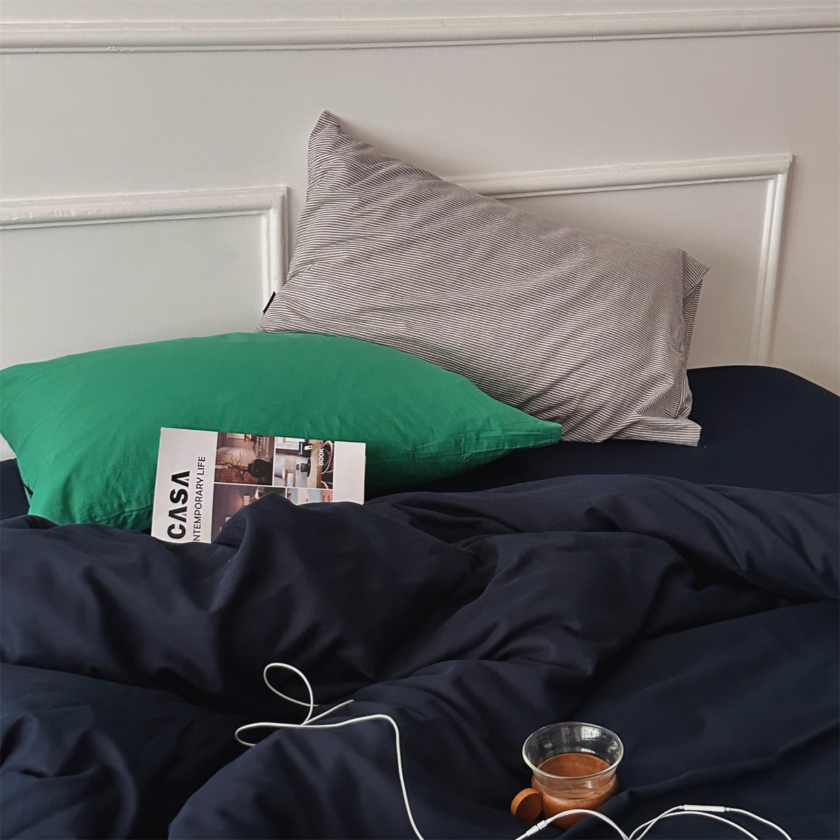 91家纺网 家纺一手货源 找家纺 （总）柚可家居 2025新款40支水洗人字纹百分百全棉水洗人字纹四件套 少年与树（会员减5元）