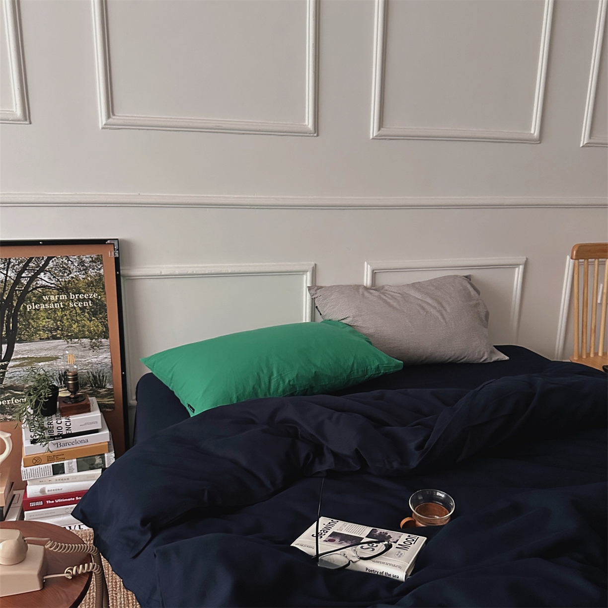 91家纺网 家纺一手货源 找家纺 （总）柚可家居 2025新款40支水洗人字纹百分百全棉水洗人字纹四件套 少年与树（会员减5元）