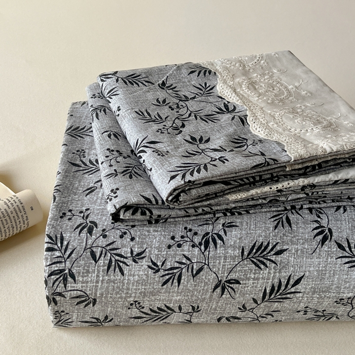 91家纺网 家纺一手货源 找家纺 （总）仟网汇 2025新款花边水洗亚麻床单三件套