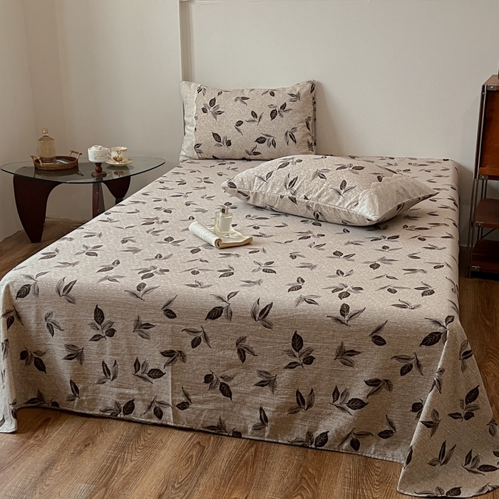 91家纺网 家纺一手货源 找家纺 仟网汇 2025新款花边水洗亚麻床单三件套 花季