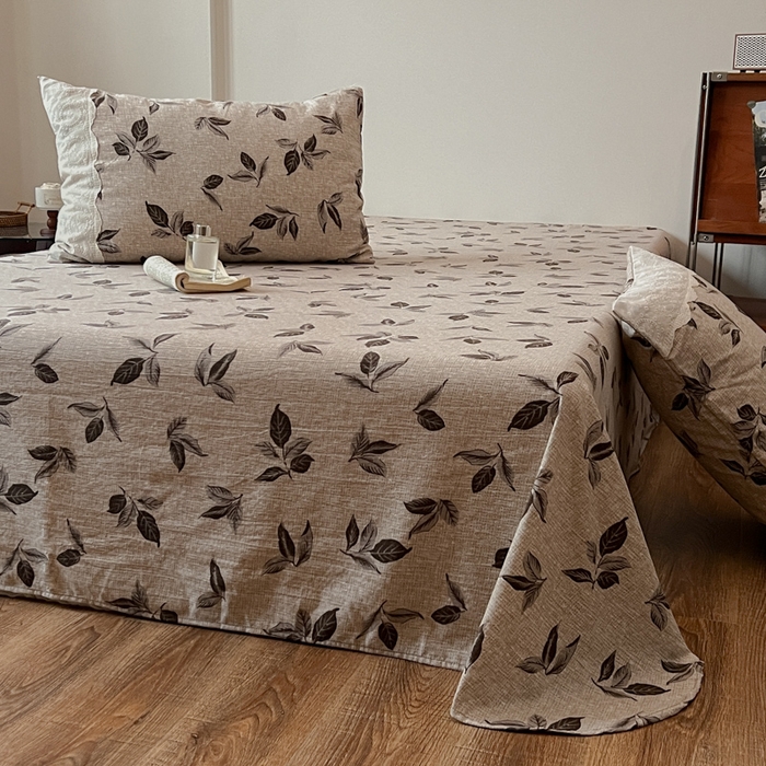 91家纺网 家纺一手货源 找家纺 仟网汇 2025新款花边水洗亚麻床单三件套 花季