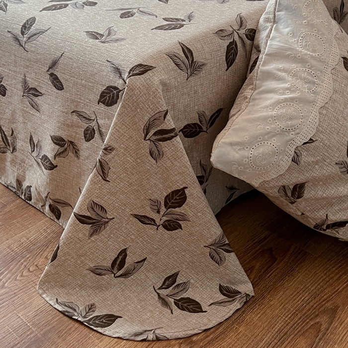 91家纺网 家纺一手货源 找家纺 仟网汇 2025新款花边水洗亚麻床单三件套 花季