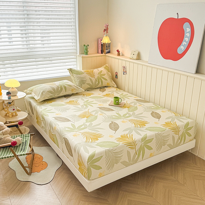 91家纺网 家纺一手货源 找家纺 名优家纺 2025新款A类全棉印花床笠 枫叶