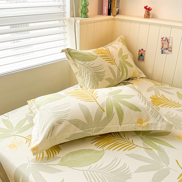 91家纺网 家纺一手货源 找家纺 名优家纺 2025新款A类全棉印花床笠 枫叶