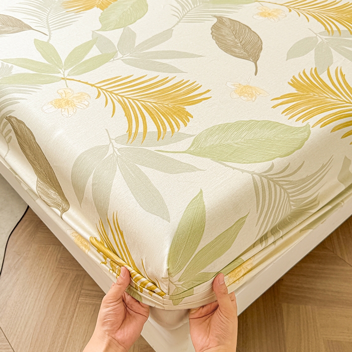 91家纺网 家纺一手货源 找家纺 名优家纺 2025新款A类全棉印花床笠 枫叶