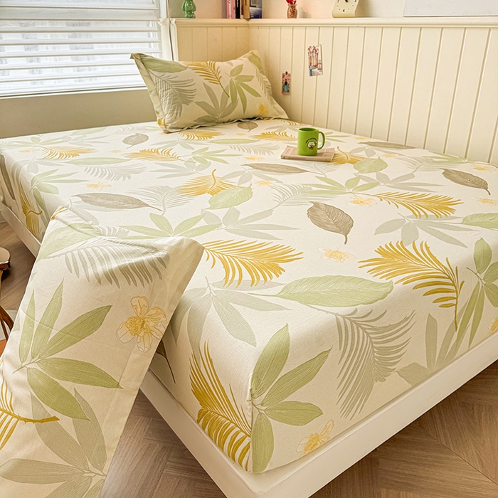 91家纺网 家纺一手货源 找家纺 名优家纺 2025新款A类全棉印花床笠 枫叶