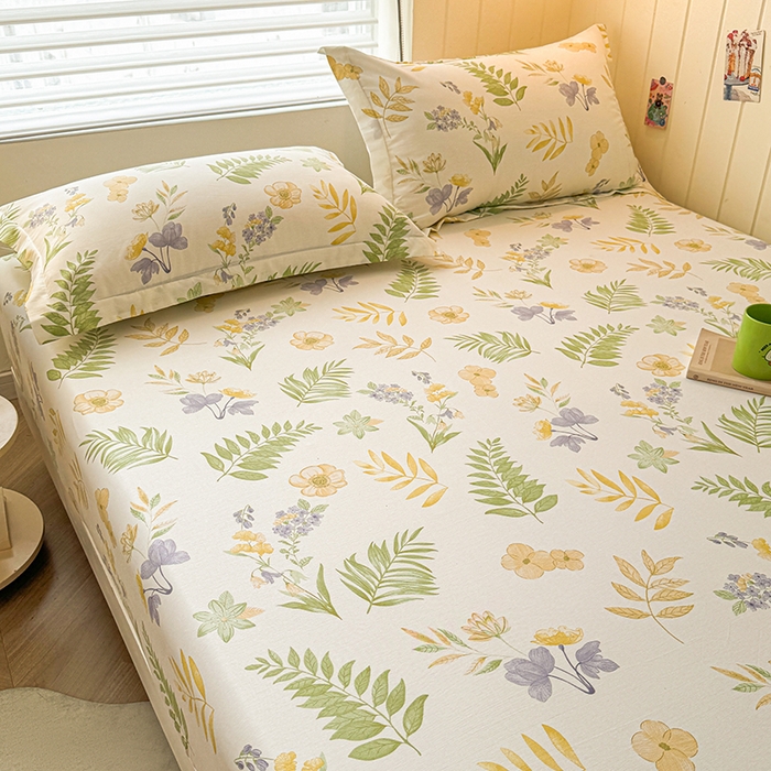 91家纺网 家纺一手货源 找家纺 名优家纺 2025新款A类全棉印花床笠 莱茵春色