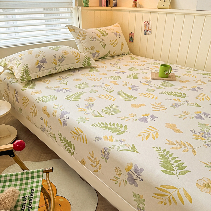 91家纺网 家纺一手货源 找家纺 名优家纺 2025新款A类全棉印花床笠 莱茵春色