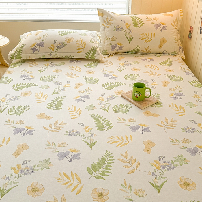 91家纺网 家纺一手货源 找家纺 名优家纺 2025新款A类全棉印花床笠 莱茵春色