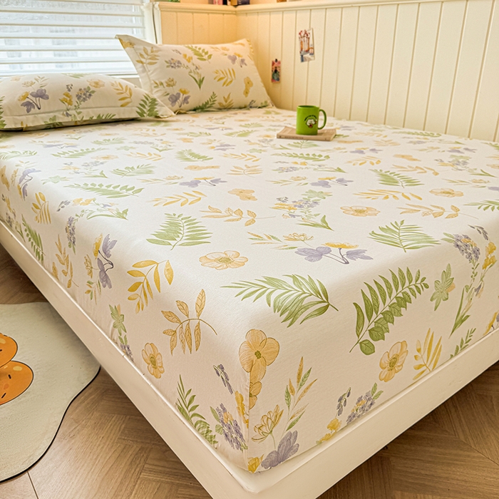 91家纺网 家纺一手货源 找家纺 名优家纺 2025新款A类全棉印花床笠 莱茵春色