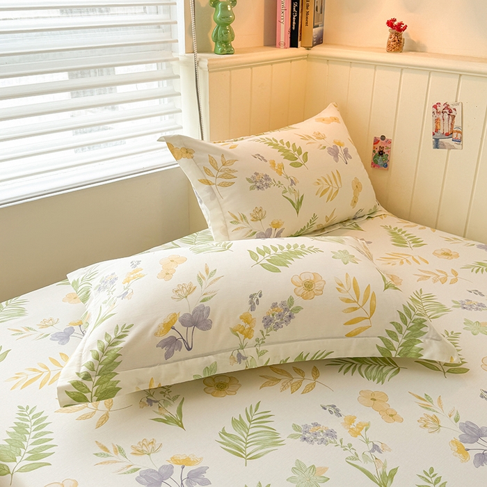 91家纺网 家纺一手货源 找家纺 名优家纺 2025新款A类全棉印花床笠 莱茵春色