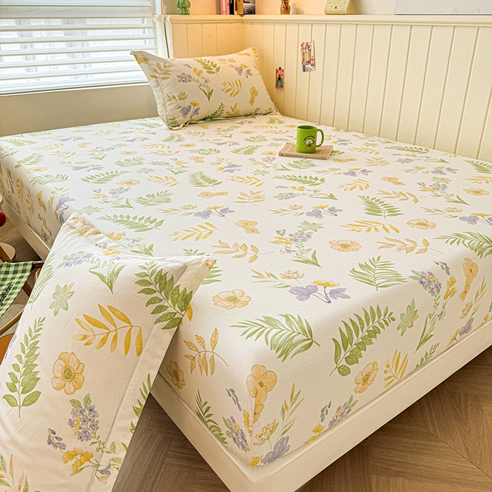 91家纺网 家纺一手货源 找家纺 名优家纺 2025新款A类全棉印花床笠 莱茵春色