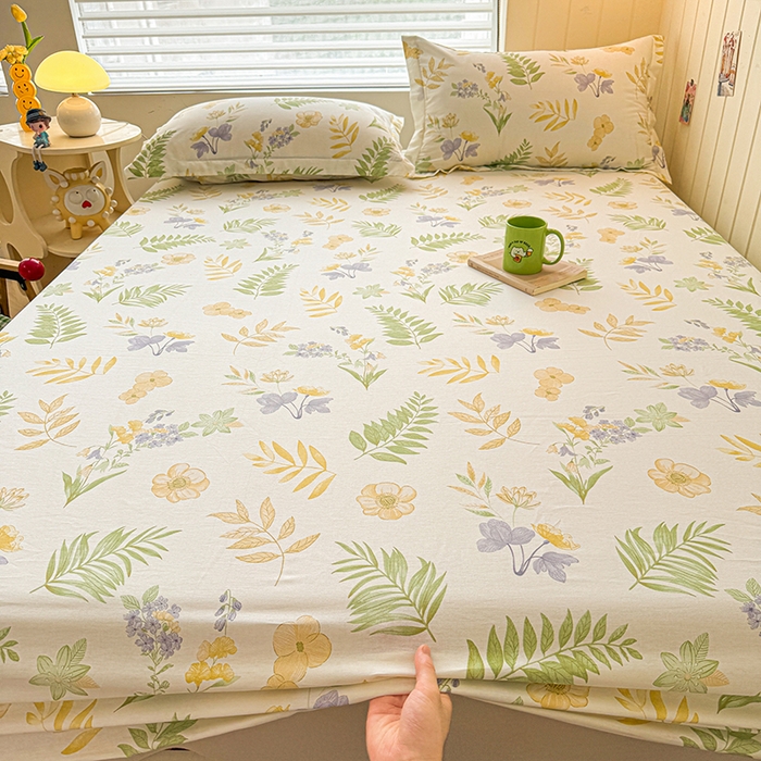 91家纺网 家纺一手货源 找家纺 名优家纺 2025新款A类全棉印花床笠 莱茵春色