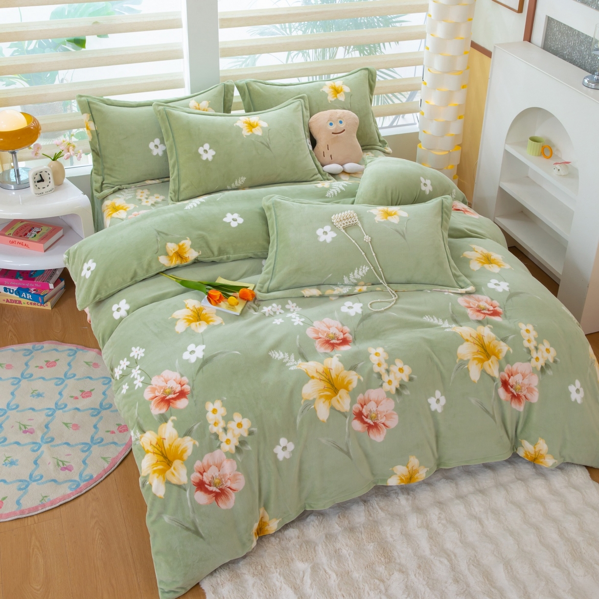 91家纺网 家纺一手货源 找家纺 卡迪亚家纺 2025新款金雕绒系列四件套 四季繁华