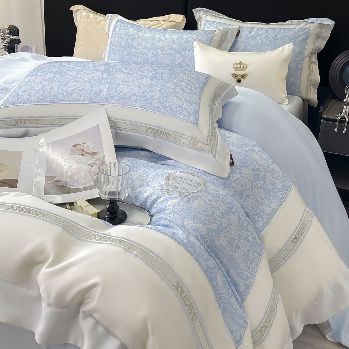 91家纺网 家纺一手货源 找家纺 （总）直播爆款A类数码印花长绒棉四件套纯棉全棉拼接被套重工刺绣被套工艺款床上用品