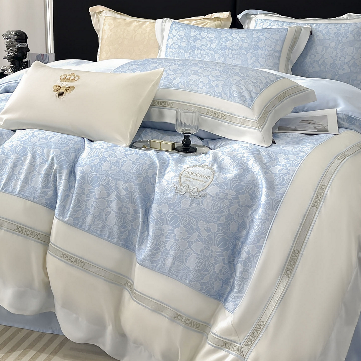 91家纺网 家纺一手货源 找家纺 （总）直播爆款A类数码印花长绒棉四件套纯棉全棉拼接被套重工刺绣被套工艺款床上用品