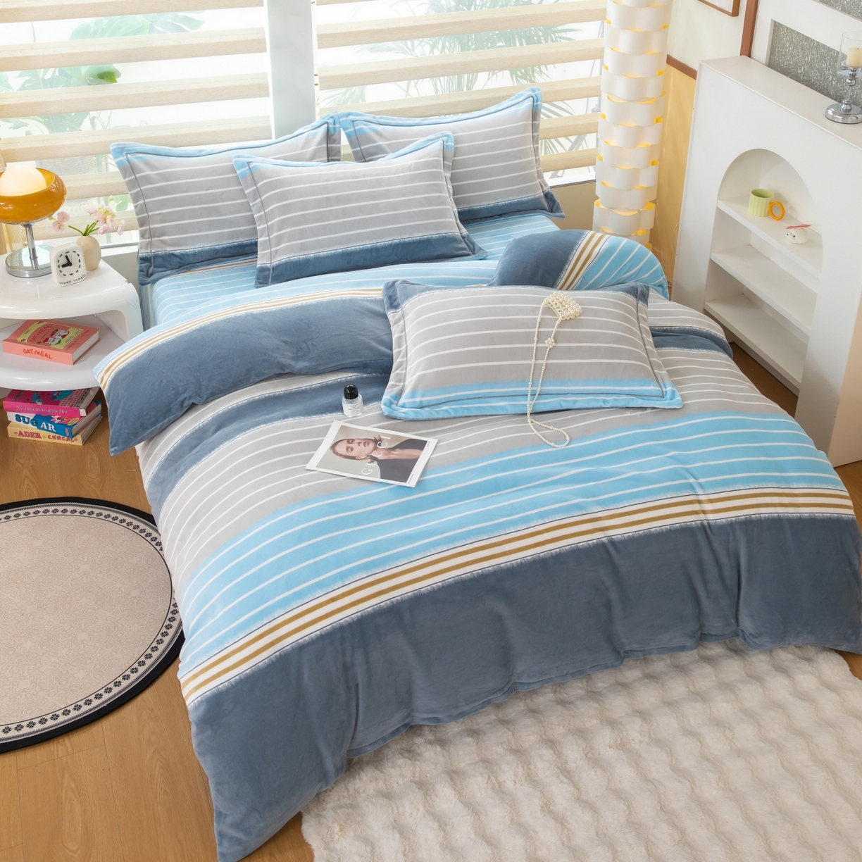 91家纺网 家纺一手货源 找家纺 卡迪亚家纺 2025新款金雕绒系列四件套 伊莎贝拉