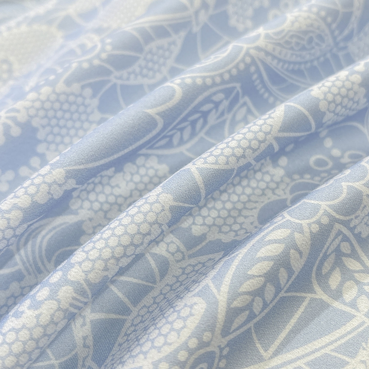 91家纺网 家纺一手货源 找家纺 直播爆款A类数码印花长绒棉四件套纯棉全棉拼接被套重工刺绣被套工艺款床上用品 梦莉娅-香颂蓝