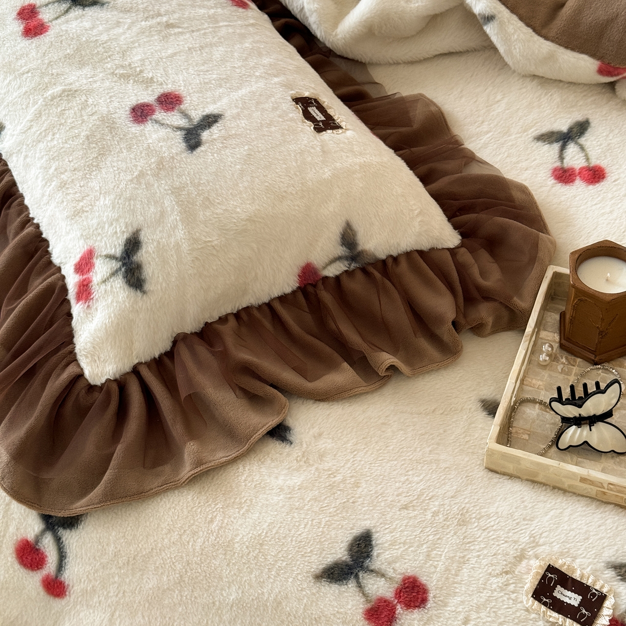 91家纺网 家纺一手货源 找家纺 （总）婳庭家居 2025新款兔毛绒韩系四件套-芝芝樱桃